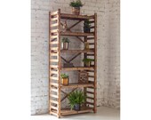 Bookshelf Wooden Shelf Kitchen Storage Plant Shelf Records Storage quot LADDER quot (29.5 quot w 72 quot h) Hexagonica