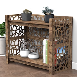 Small Bookshelf Low Bookcase Wooden Shelves Shelving Unit "STONE" (29.5"w 24"h) Hexagonica