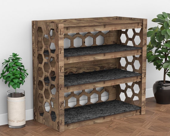 Shoe Storage, Entryway Organizer, Shoe Rack, Wooden Shelves, Storage Cabinet,  Hexagonica Furniture 