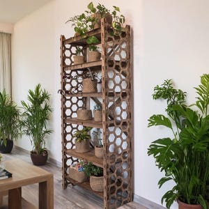 72" hoge houten boekenkast, boekenplank, stelling, opbergruimte in de woonkamer