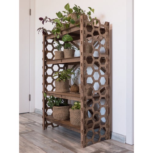 Bookcase Bookshelf Loft shelf Modular shelving Toy Storage Plant Stand Housewarming Gift Wooden Shelves "HONEYCOMB" (29.5"w 15"d) Hexagonica