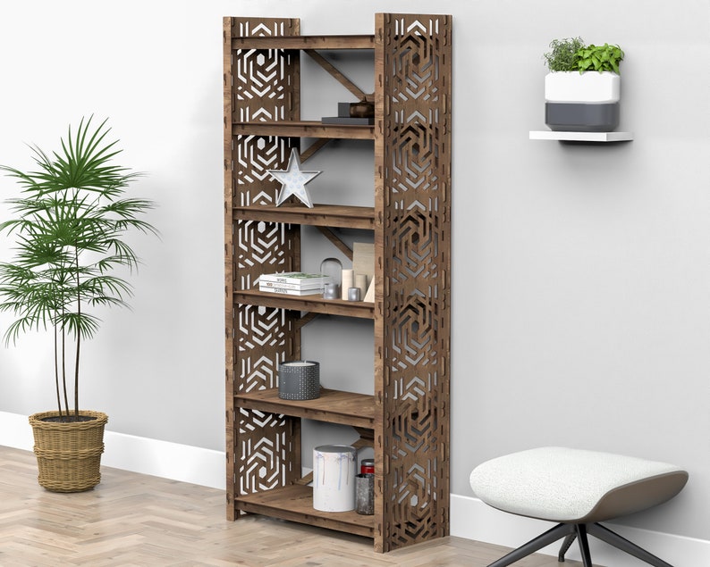 6 tier 72" height wooden bookshelf, bookcase, shelving unit, storage cabinet