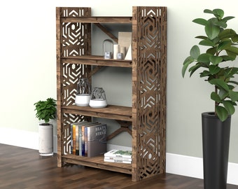 Bookshelf, Wooden Shelf, Bookshelves, Bookcase, Shelving Unit "SOLAR" (29.5"w 15"d) Hexagonica