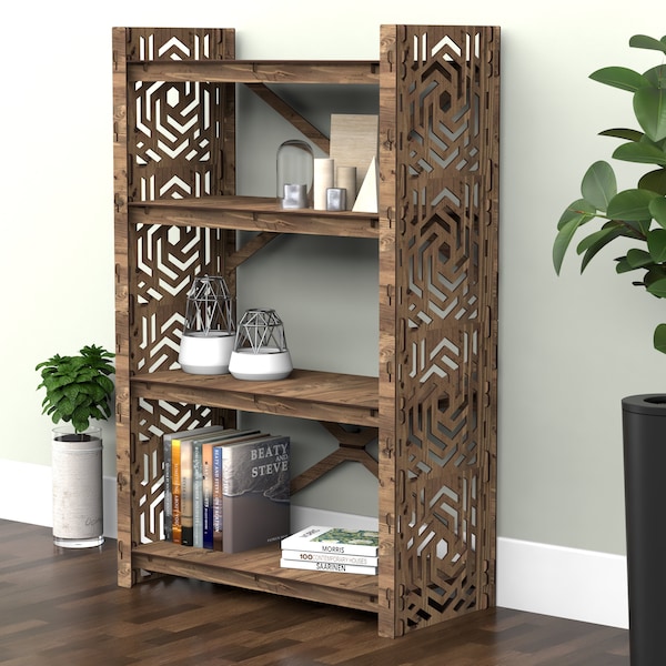 Bookshelf, Wooden Shelf, Bookshelves, Bookcase, Shelving Unit "SOLAR" (29.5"w 15"d) Hexagonica