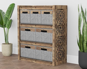 Hexagonica Mid Century Wooden Shelf: Versatile Storage Cabinet