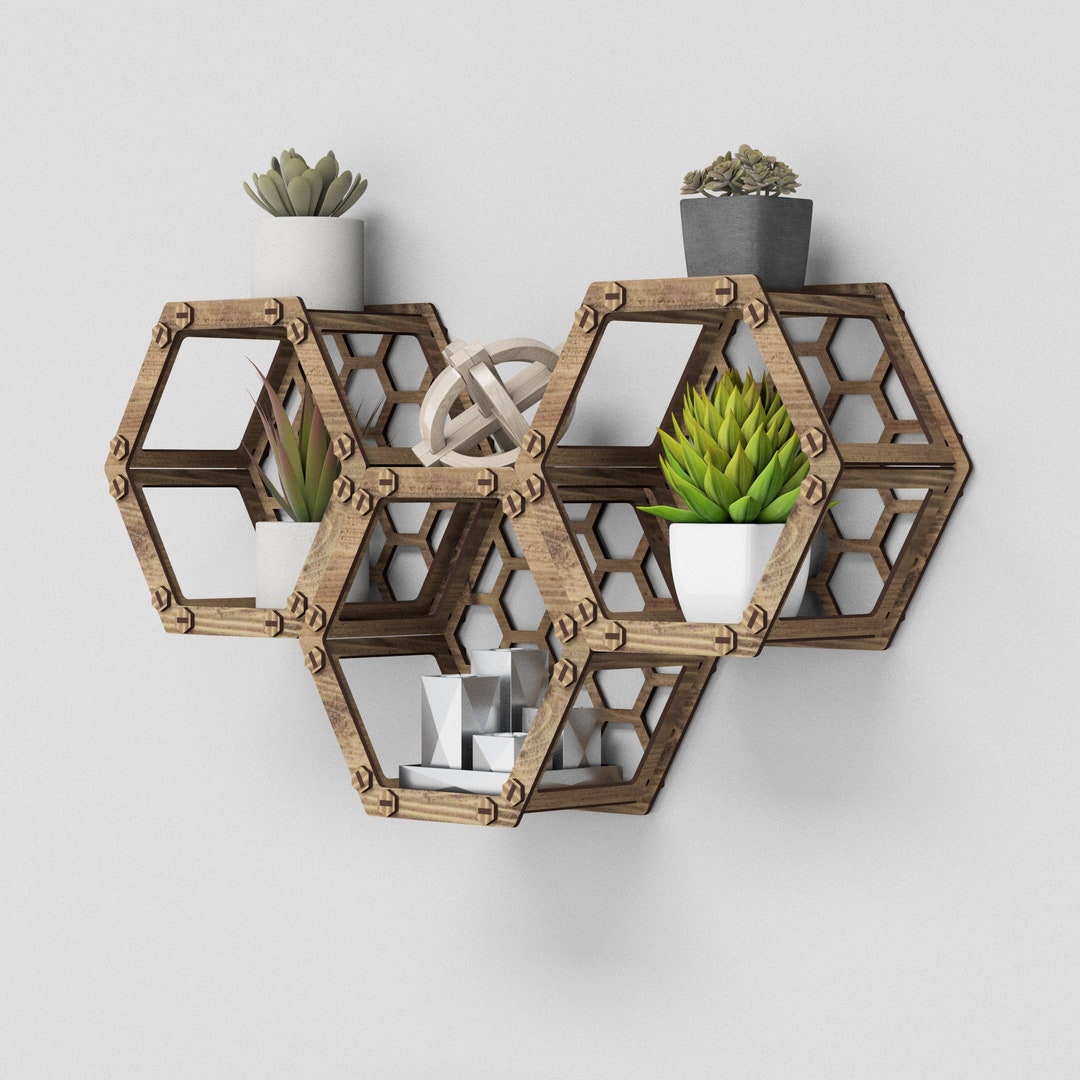 Hexagon Shelves, Shelf, Set of 3 Bookshelf
