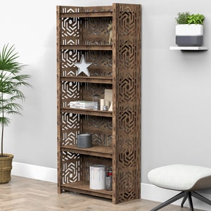 6 tier 72" height wooden bookshelf, bookcase, shelving unit, storage cabinet