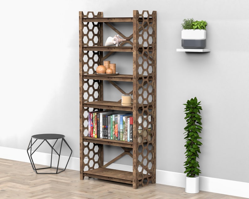 Bookshelf Bookcase Bookshelves Wooden Shelf Book Shelf HONEYCOMB 29.5w 15d Hexagonica image 8