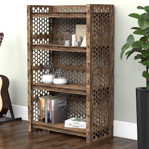Boekenkast Boekenplank Houten plank Boekenplanken "HONEYCOMB" (29,5" b 15" d) Hexagonica