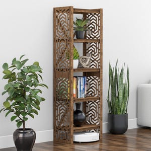Small Bookshelf, Narrow Bookcase, Book Shelf, Wooden Bookshelves (19.5&quot;w 12&quot;d) Hexagonica
