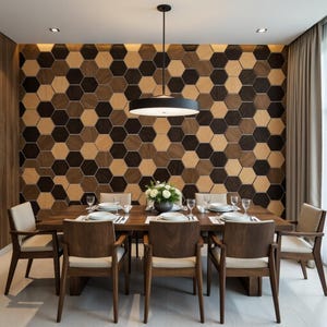 Hexagon Wood Wall Panels: Random Mix Wall Decor