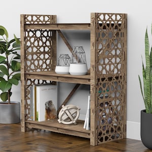 Low Bookshelf, Wood Bookcase, Small Shelving Unit, Book Shelf, Book Case
