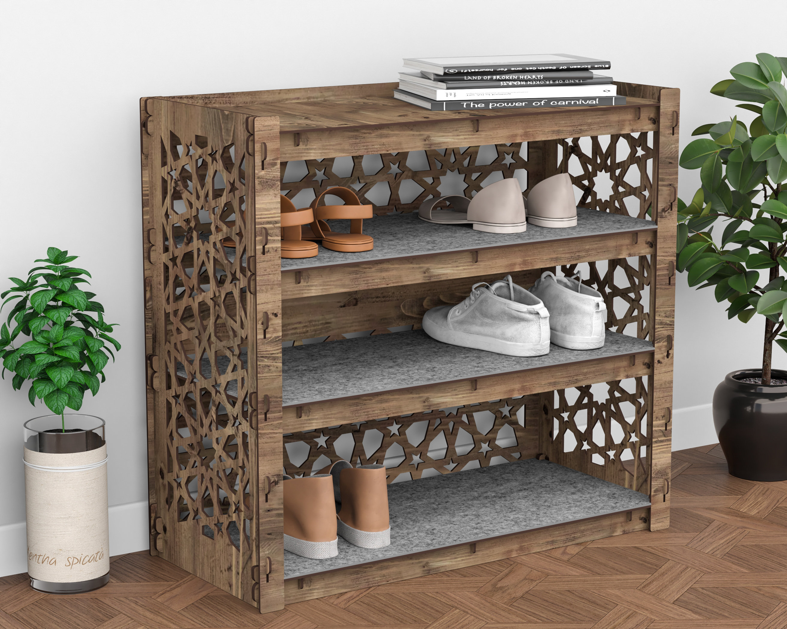 Tall Narrow Shoe Rack Arabic - Hexagonica