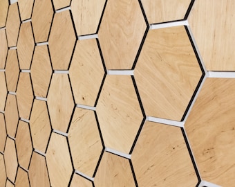 Honeycomb Wood Wall Decor Panels: Alder Light, 32-Piece Set