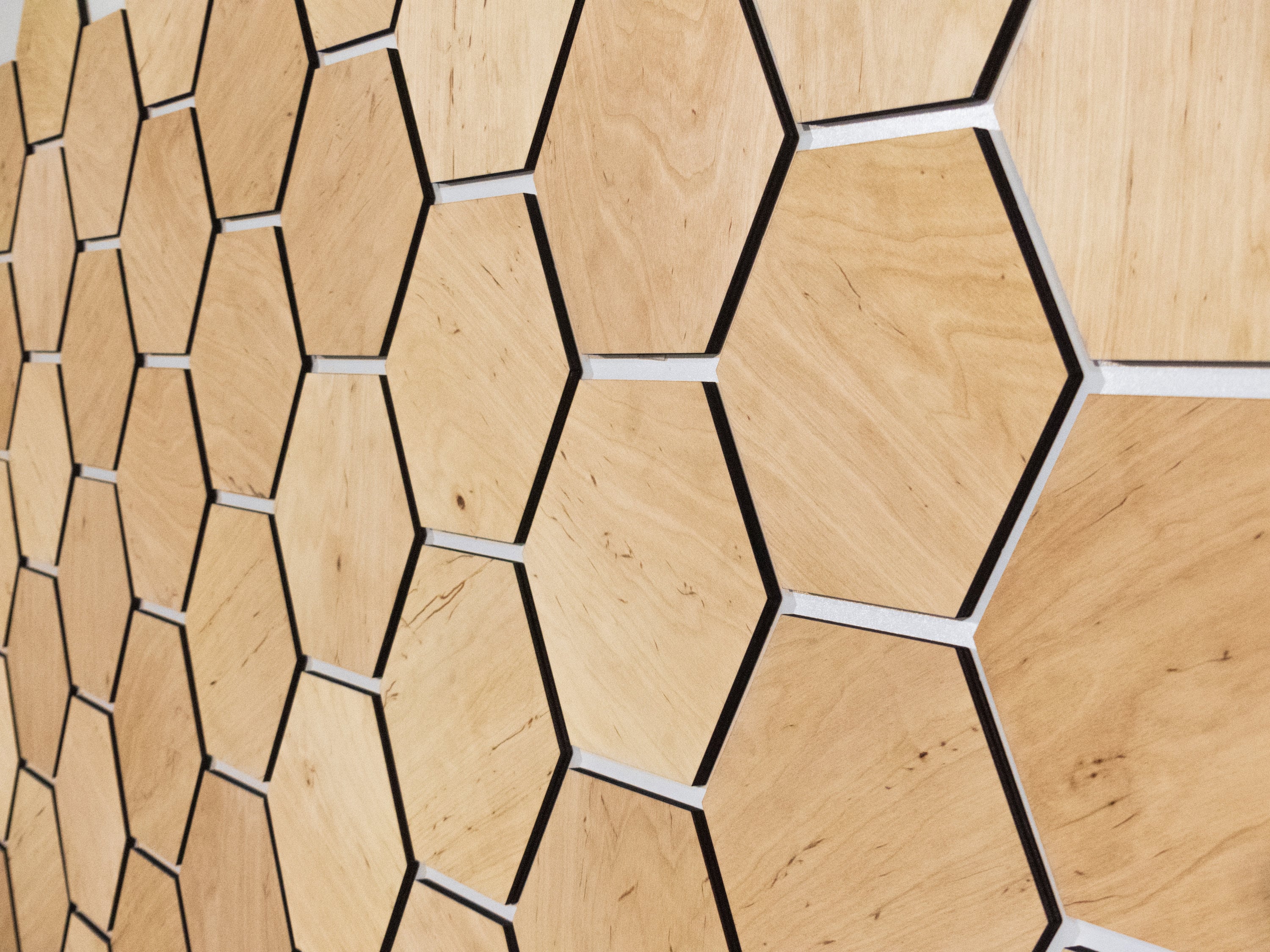 Panneaux muraux en bois pour décoration de salon en nid d'abeille, panneau  mural en bois pour tête de lit, lumière d'aulne, 32 pièces par ensemble -   France