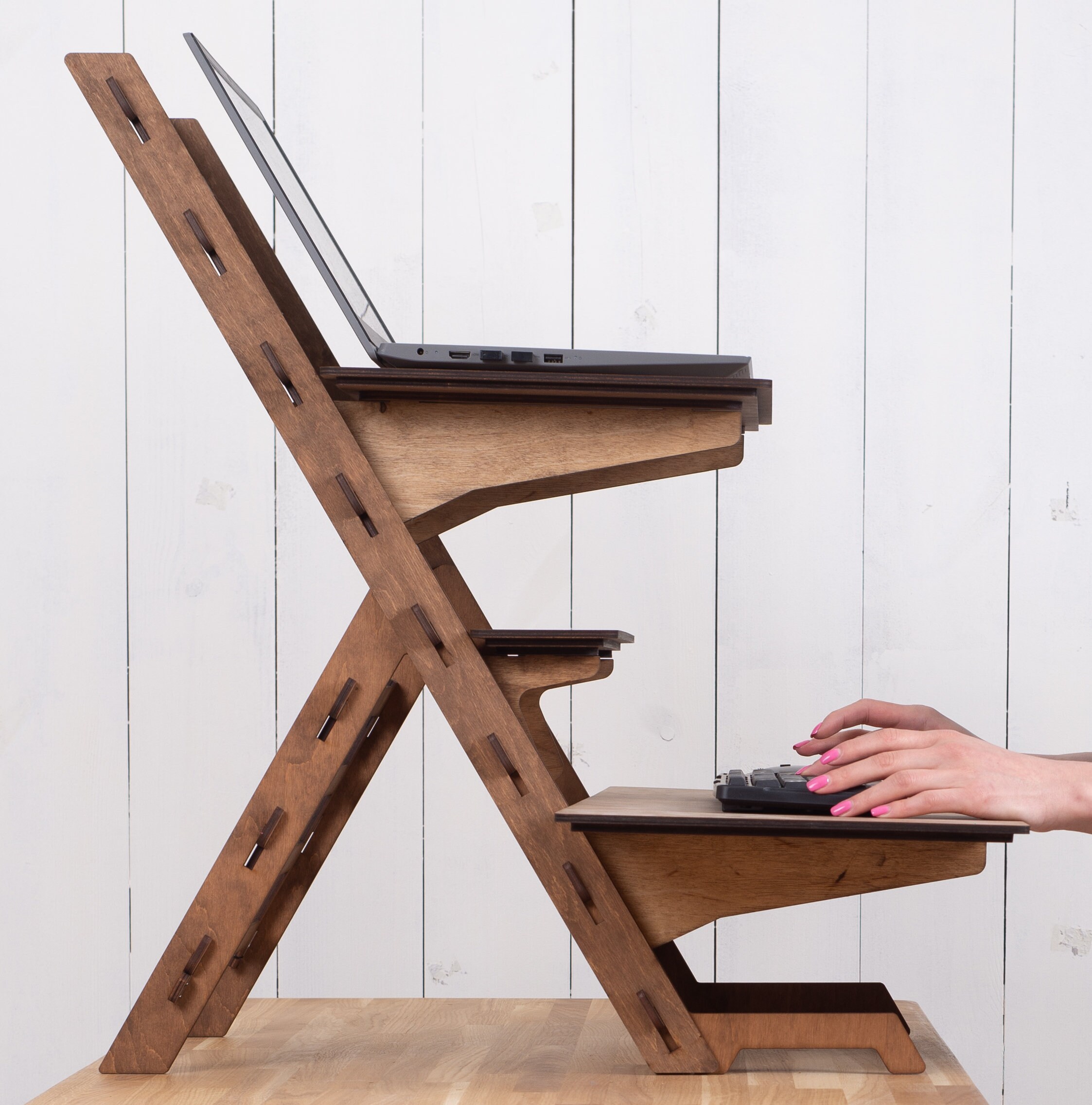 Ergonomic Standing Desk Wooden Laptop Stand Adjustable Etsy