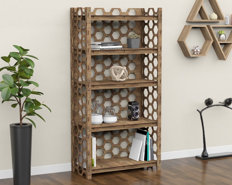 Bookshelf Bookcase Bookshelves Wooden Shelf Book Shelf HONEYCOMB 29.5w 15d Hexagonica image 7