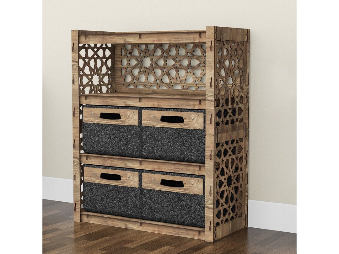 Bookshelf, Dresser With Storage Baskets, Chest of Drawers, Bedroom