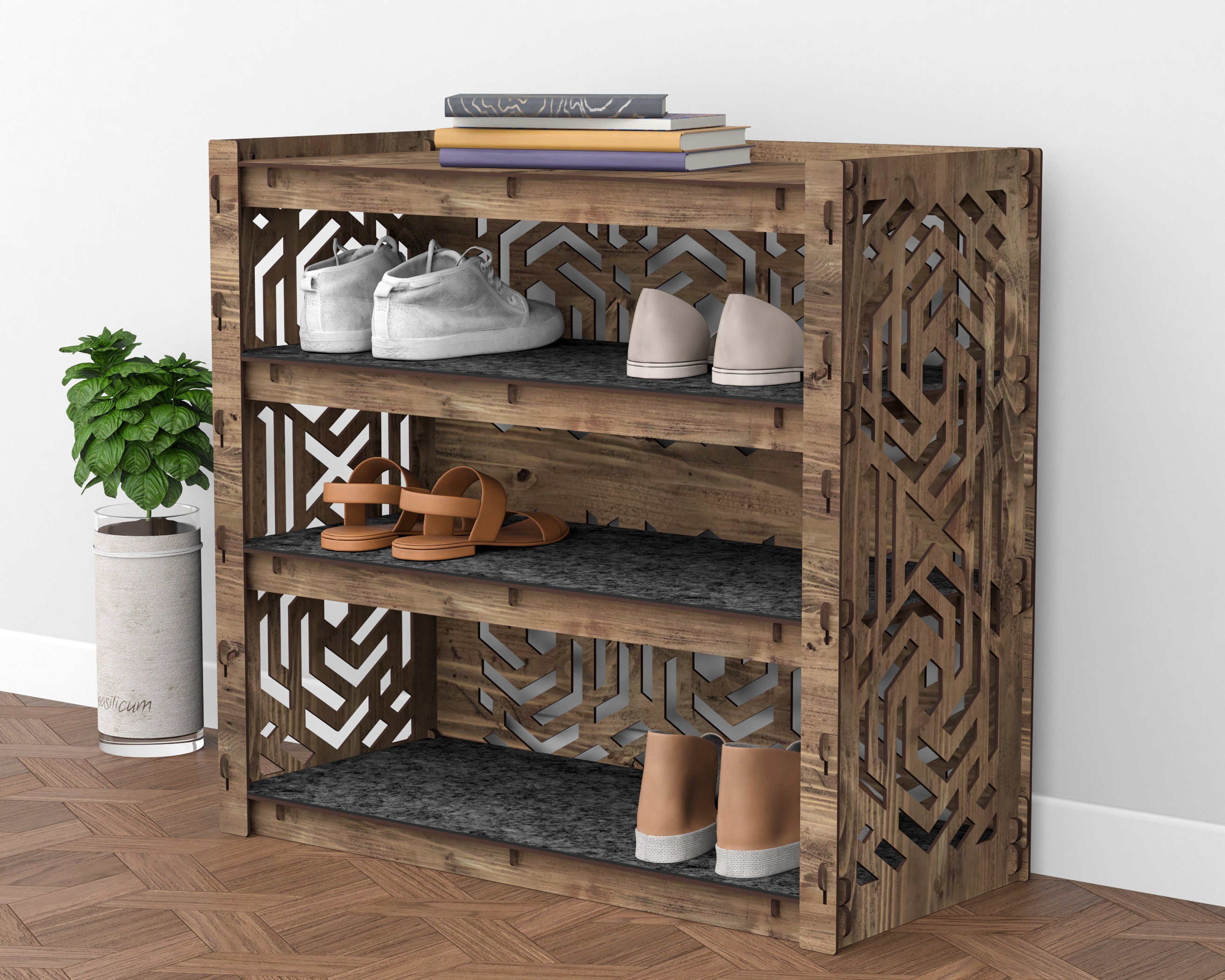 Tall Narrow Shoe Rack Arabic - Hexagonica