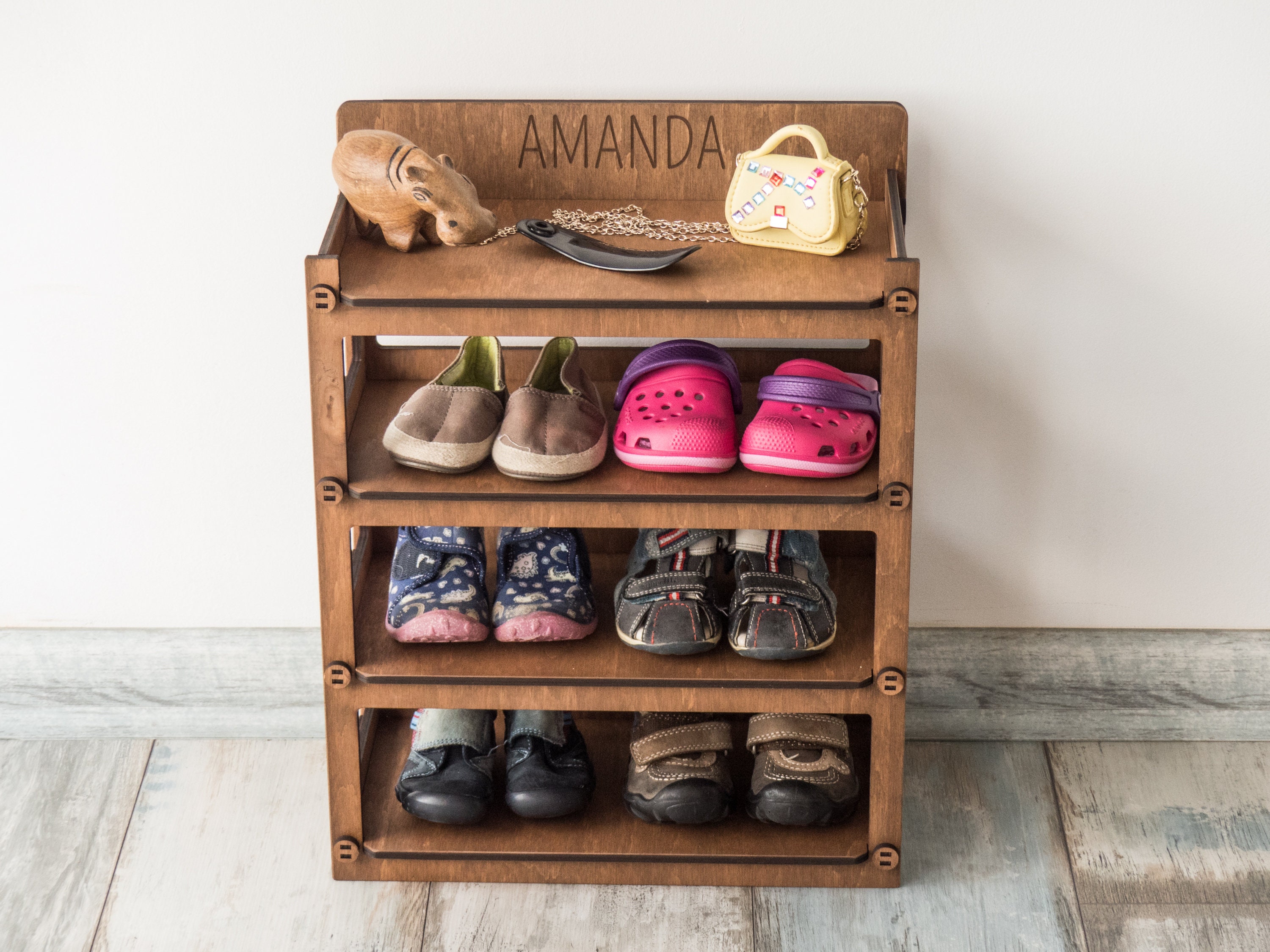 Montessori Shoe Rack Wooden, Toddler Shoe Shelf, Tiny Shoe Rack