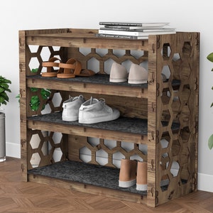Shoe Storage, Entryway Organizer, Shoe Rack, Wooden Shelves, Storage Cabinet,  Hexagonica Furniture -  Norway