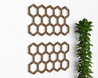 Honeycomb Plywood Wall Trellis: Set of Two Indoor Plant Supports