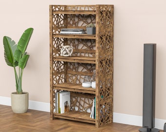 Wooden Shelf Bookshelf Bookshelves Bookcase Shelving Unit "CRYSTALS" (29.5"w 15"d) Hexagonica