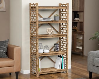 Freestanding Shelf, Wooden Bookshelf, Wood Bookcase, Shelving Unit