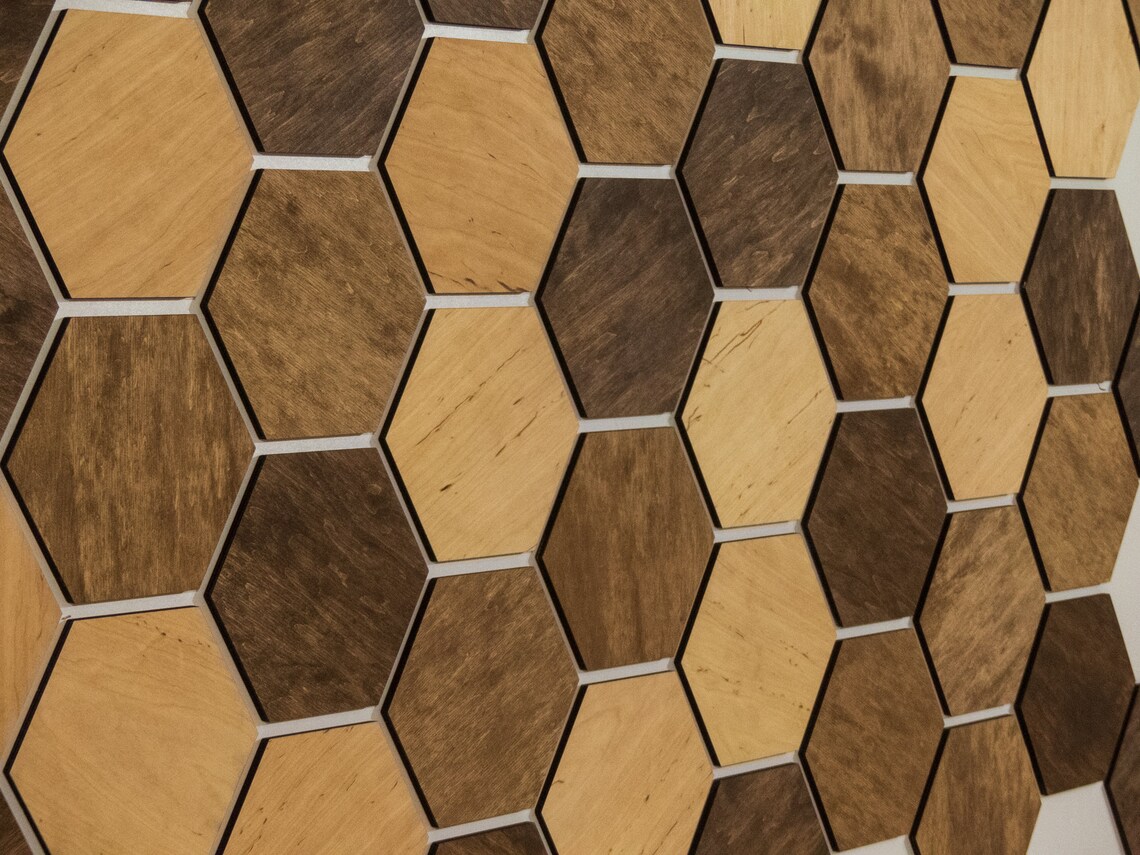 Hexagon Wood Wall Panels RANDOM MIX Wall Decor Wall Art Etsy