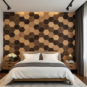 Hexagon Wood Wall Panels: Eco-Friendly Living Room Decor