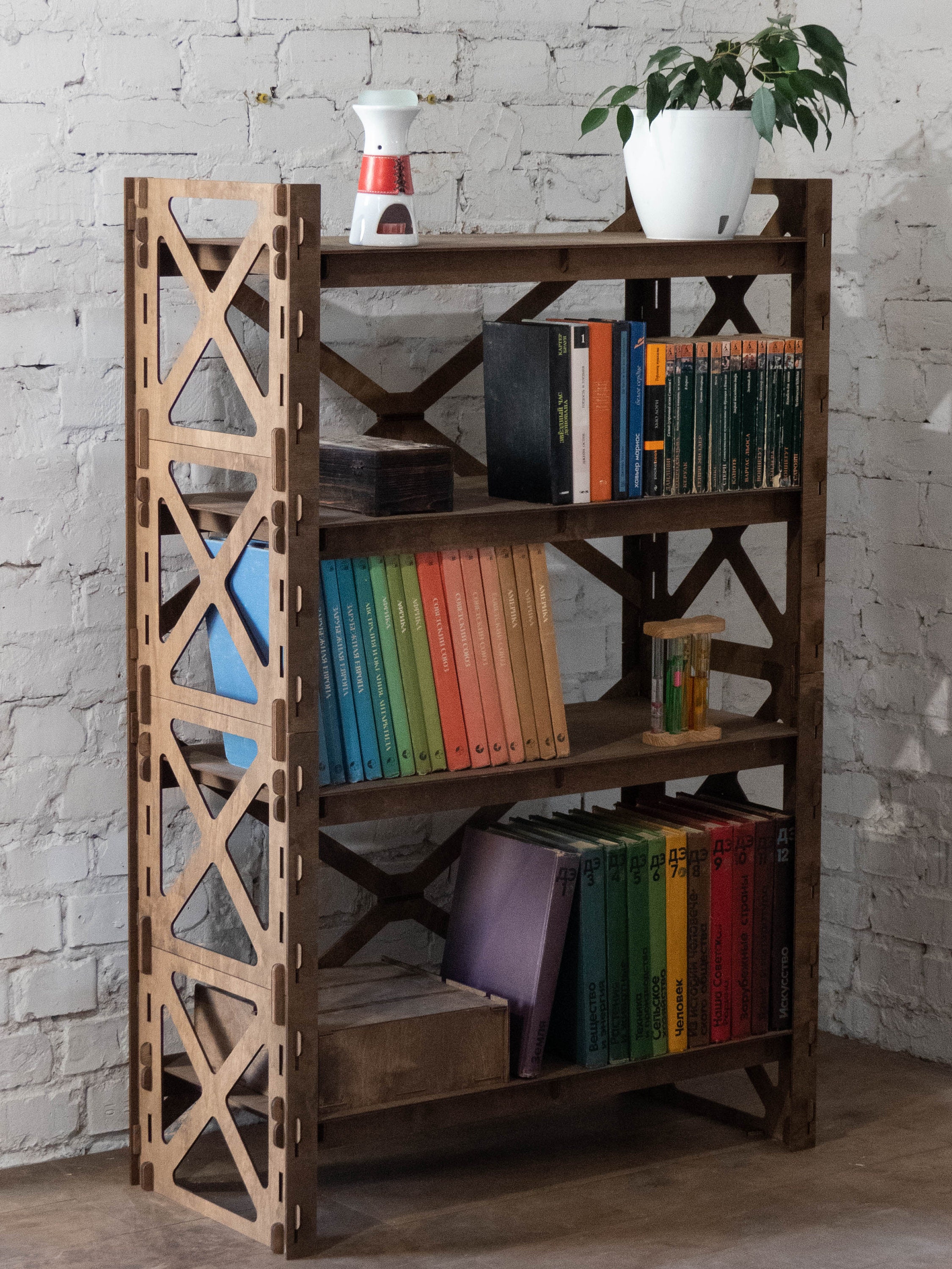 Puzzle Shelving Unit Bookcase Plant Stand Bookshelf Laser Cut Etsy