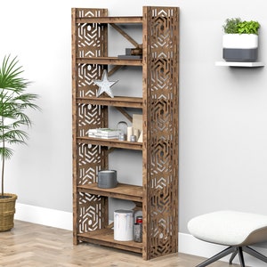 Shelving Unit, Bookshelves, Wooden Shelves, Bookshelf "SOLAR" (29.5"w 72"h) Hexagonica