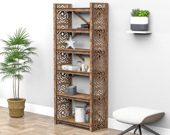 Shelving Unit, Bookshelves, Wooden Shelves, Bookshelf "SOLAR" (29.5"w 72"h) Hexagonica