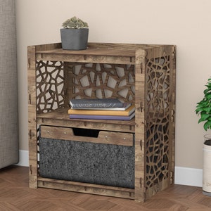Plywood Bedside Table: Hexagonica Nightstand with Storage Bin