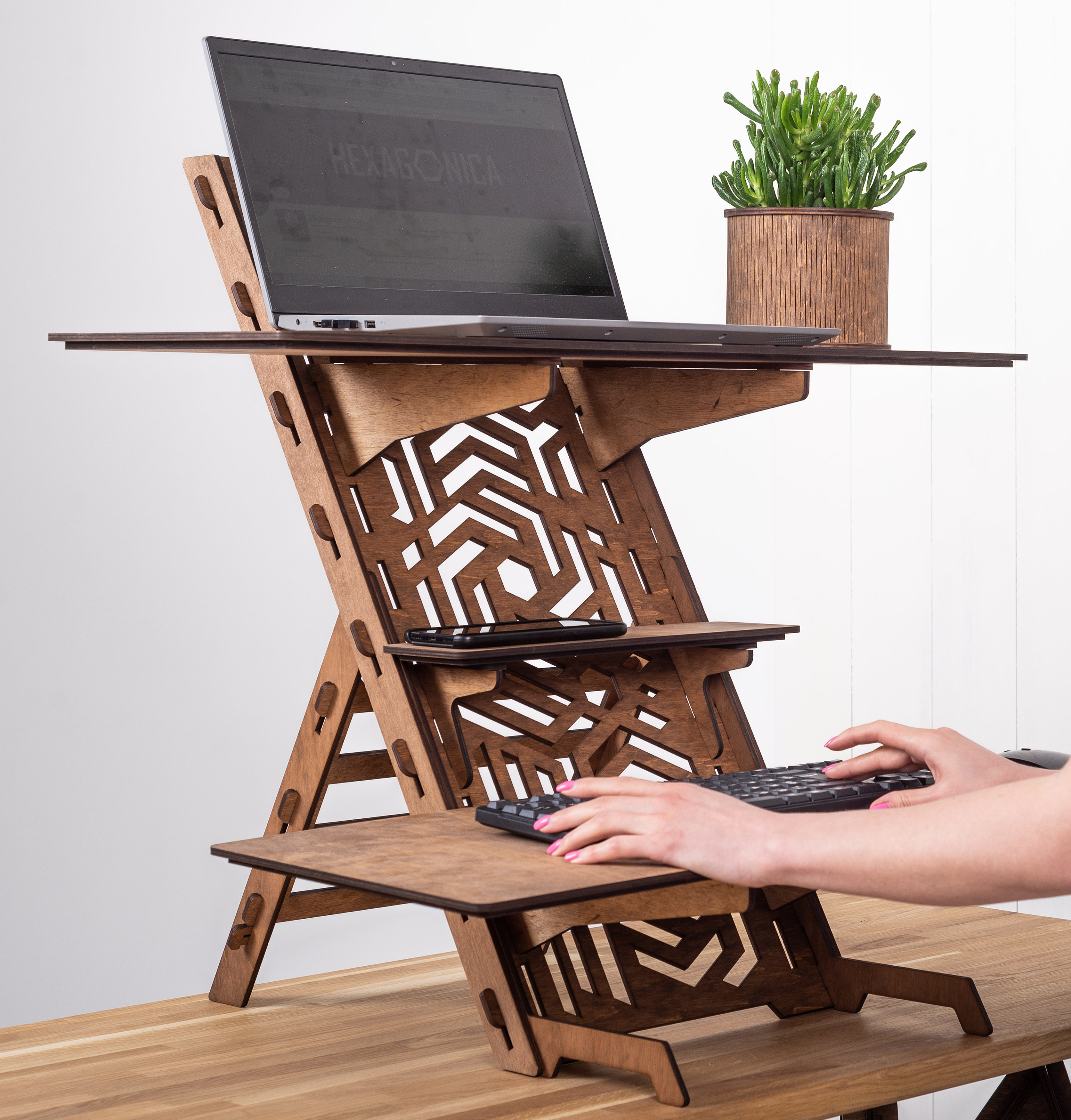 Ergonomic Standing Desk Wooden Laptop Stand Adjustable Etsy
