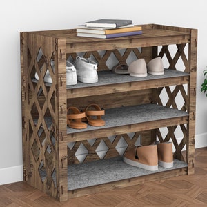 Wooden 3-tier Shoe Rack, Entryway Rack, Entryway Bench, Shoe Storage, Wooden Shelves, Hexagonica image 8