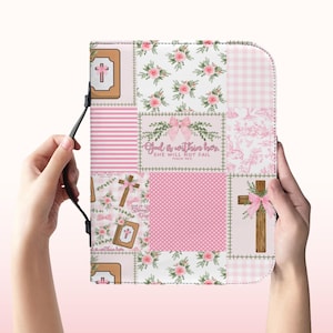 Kokette Kreuz Leder Bibel Hülle, Christliche Geschenke, Religiöse Geschenke, Bibel Hülle mit Griff, Bibel Hülle, Bibel Journaling Zubehör Rosa