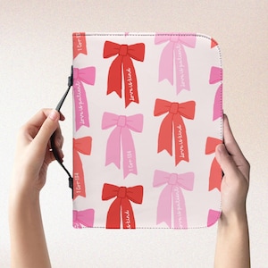 Kokette Bögen Leder Bibelhülle, Christliche Geschenke, Religiöse Geschenke, Bibelhülle mit Griff, Bibelhülle, Bibel Journaling Zubehör Rosa