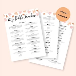 Flowers Bible Reading Tracker/Color as you Go/Bible in a Year Reading Plan/Digital Printable