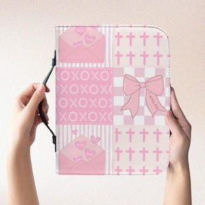 Kokette Kreuz Leder Bibel Hülle, Christliche Geschenke, Religiöse Geschenke, Bibel Hülle mit Griff, Bibel Hülle, Bibel Journaling Zubehör Rosa