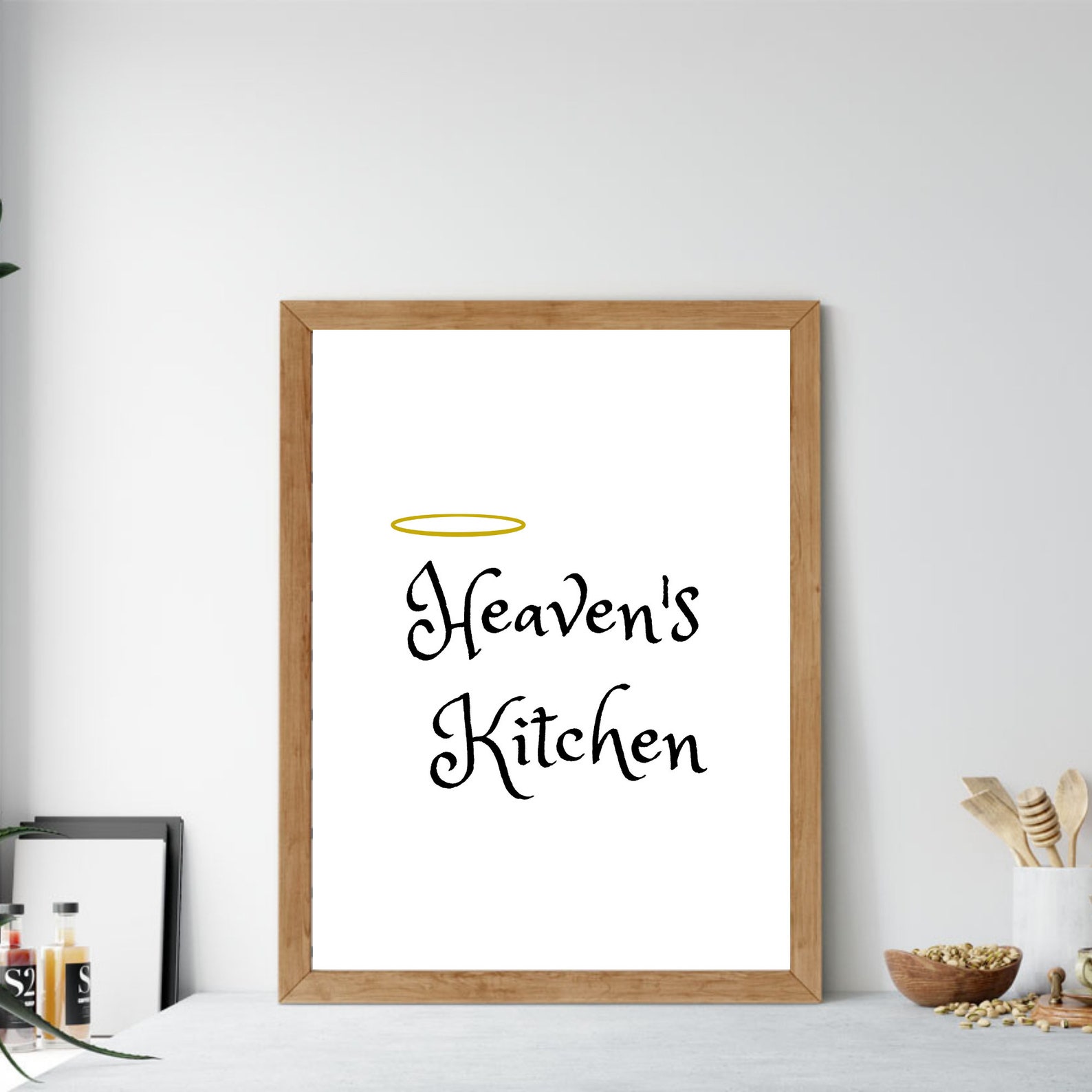 Heaven's kitchen quirky funny wall art minimalist Etsy