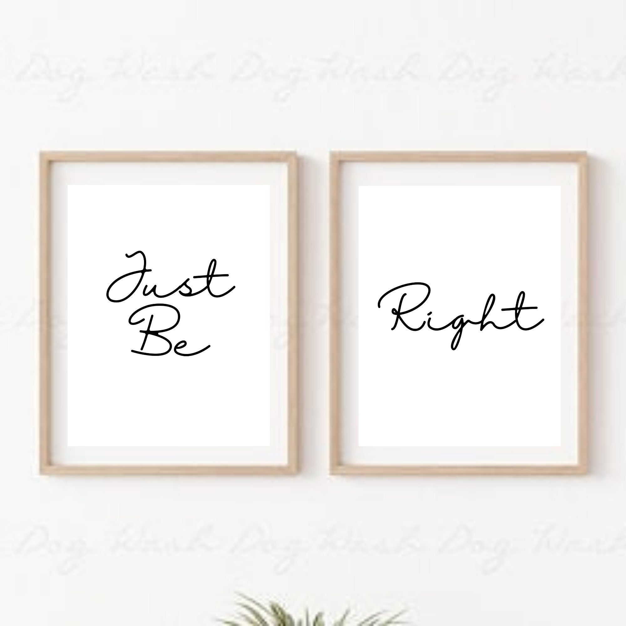 Set of 2. Quirky words Just be right black and white Etsy