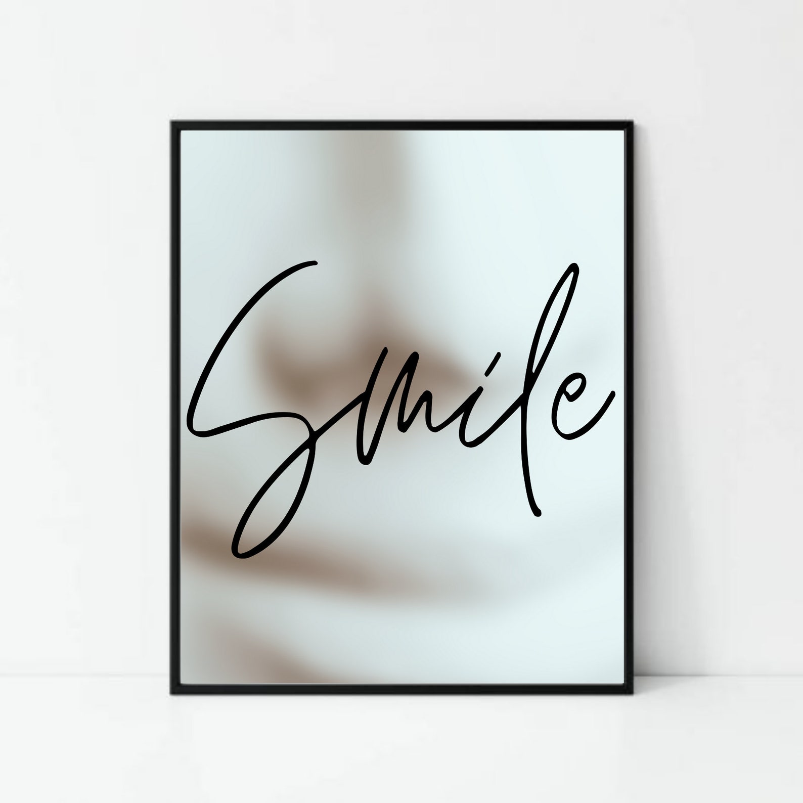 Smile black and white phrase saying minimalist wall art Etsy