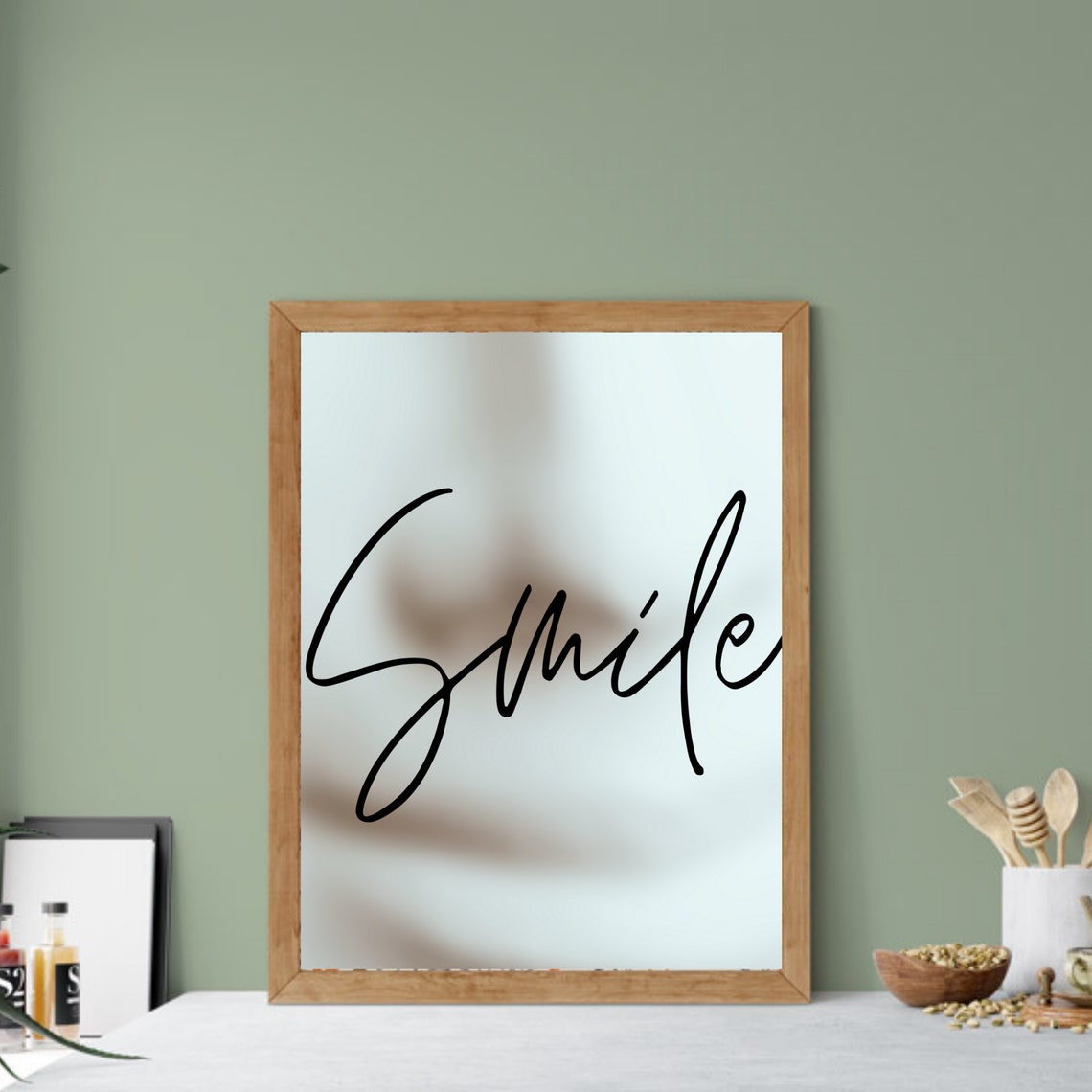 Smile black and white phrase saying minimalist wall art Etsy