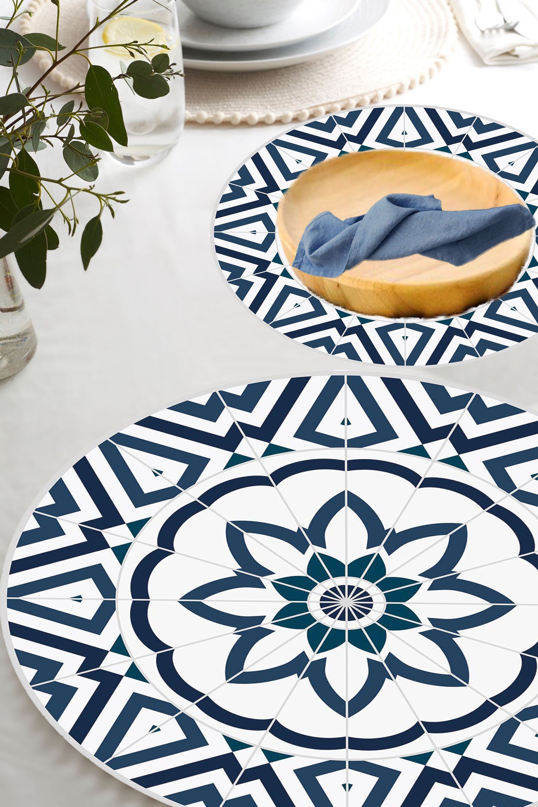 Majorelle Blue Round Placemat Set of 4 Made of Recycled Vinyl Etsy