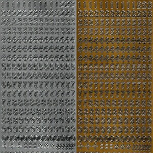 May include: Two sheets of silver and gold self-adhesive number stickers. The stickers are arranged in rows of numbers 1 through 0, plus, minus, equals, asterisk, and percent signs.
