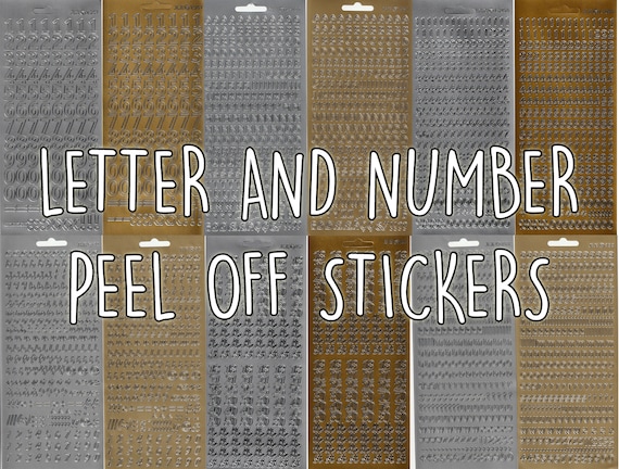Letters & Numbers Gold Silver Peel Off Outline Stickers for Card Making