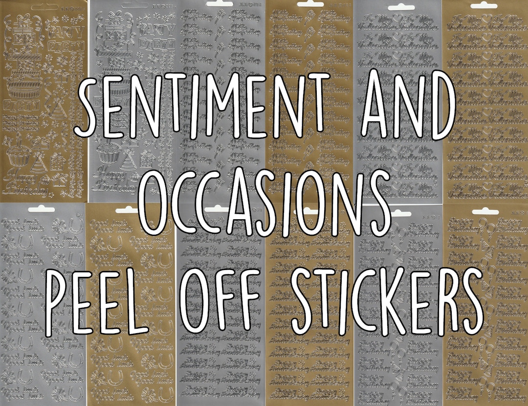 Peelable Sentiments Sentiments & Occasions Gold Silver Peel off Outline Stickers for Card ...