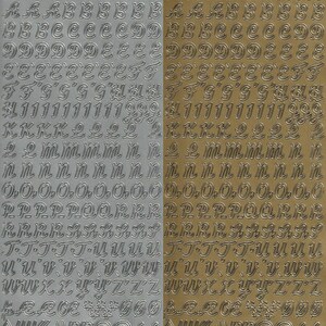 Letters & Numbers Gold Silver Peel Off Outline Stickers for Card Making Upper Case 2