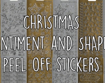 Christmas Peel Off Stickers: Gold & Silver Sentiments, Shapes